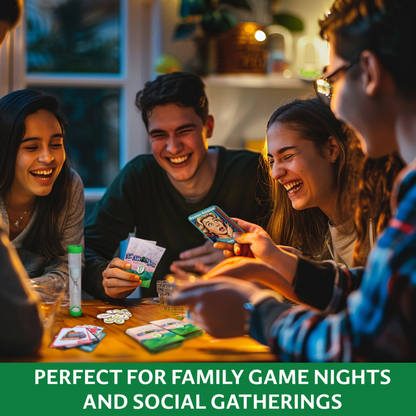 Teens playing TaleOrMem party game.
TaleOrMem is perfect for family game nights and social gatherings.
TaleOrMem is a hilarious game of storytelling and memory challenges. You win by telling unforgettable imaginary stories and remembering specific details from other players' stories. 