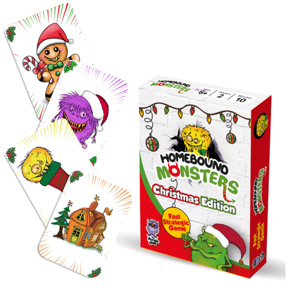 Strategic Family Card Games – Homebound Monsters – Christmas Edition. Easy and Fun Family Card Games for Kids and Adults. Small Stocking Stuffers for Kids 8-12. Kids card games. Ages 6+ for 2 players.