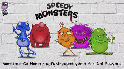 Monsters Go Home. Race to gather a set of four adorable monsters and their corresponding house in this thrilling card game. But beware! The magic card can change the rules in an instant. One blink could mean starting all over again.
fast-paced game for kids ages 4-8. speed games, kids card games
